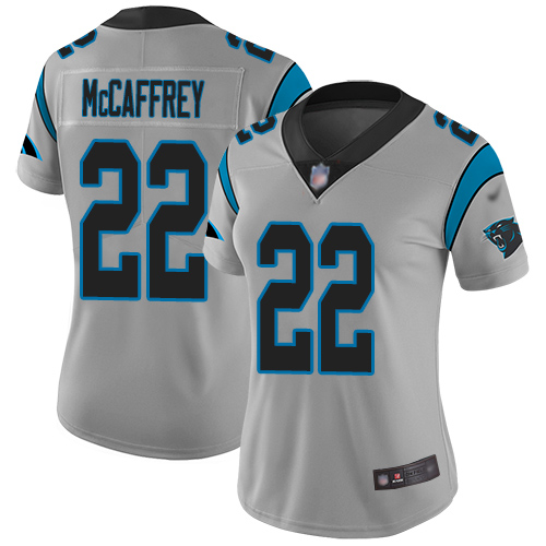 Carolina Panthers Limited Silver Women Christian McCaffrey Jersey NFL Football 22 Inverted Legend